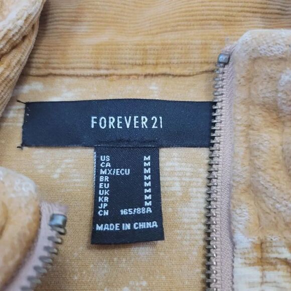 Forever 21 Reverse Terry and Distressed Corduroy Modern Diver Jacket Size Medium - Picture 5 of 6